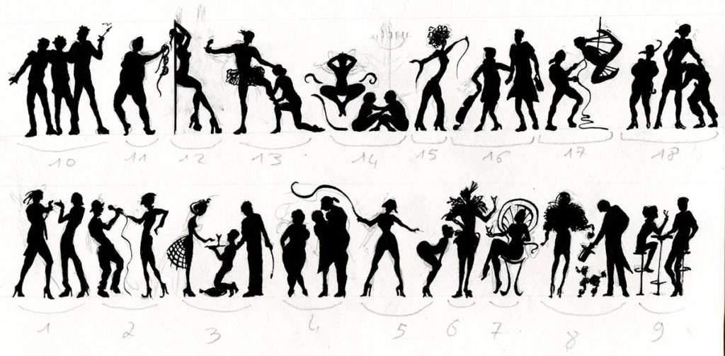 silhouettes représentatives des différents univers érotiques, Clarence Etienne