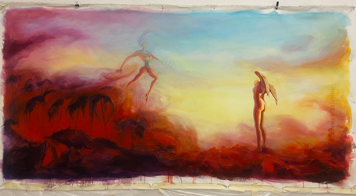 "Zum Himmel" toile 300X160 cm, représentation d'une fin de cycle et du comencement d'un autre